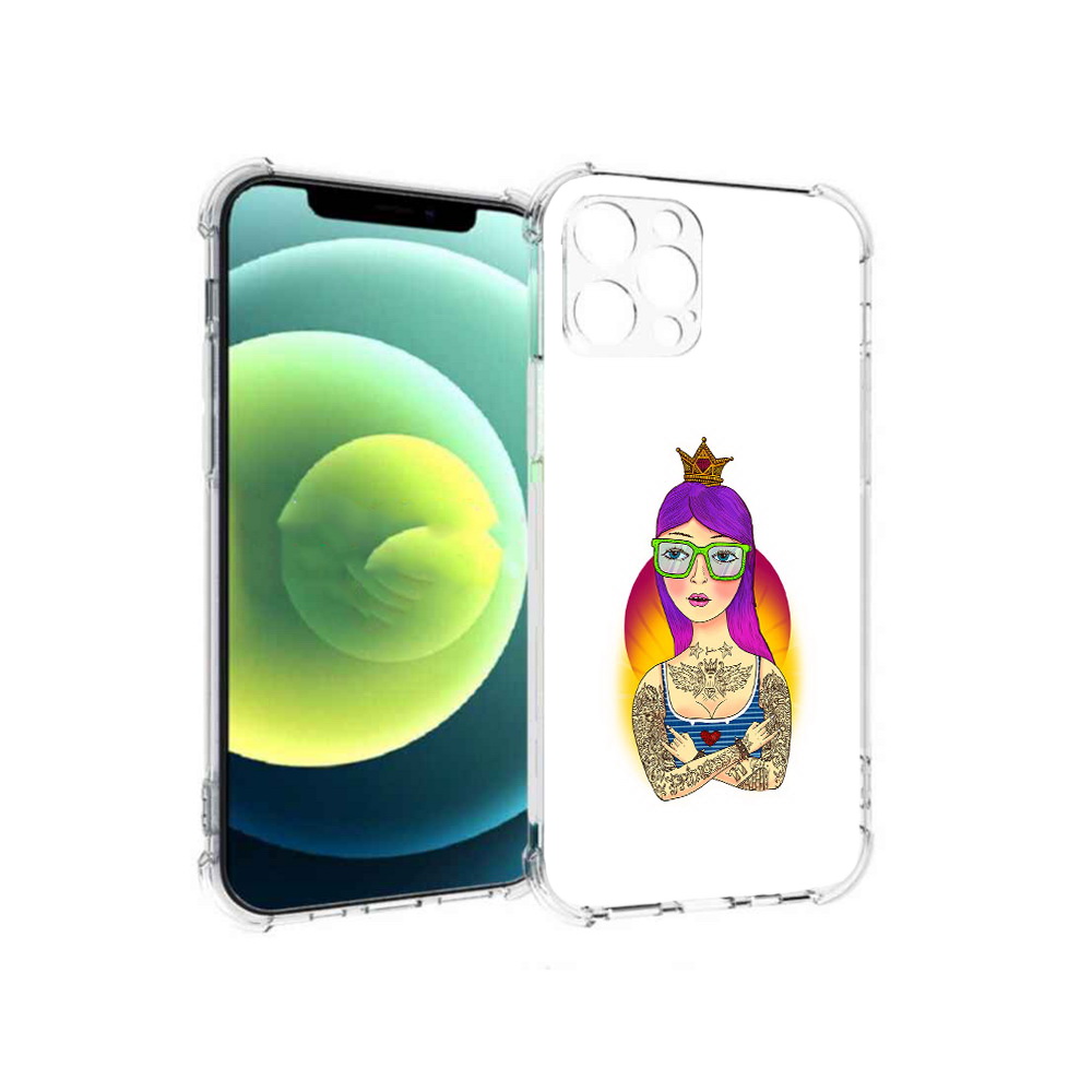 

Чехол MyPads Tocco для Apple iPhone 12 Pro девушка в татуировках с короной, Прозрачный, Tocco