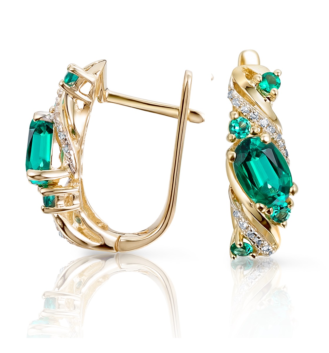 

Серьги из красного золота VALTERA 115409, бриллиант/изумруд искусственный, 115409