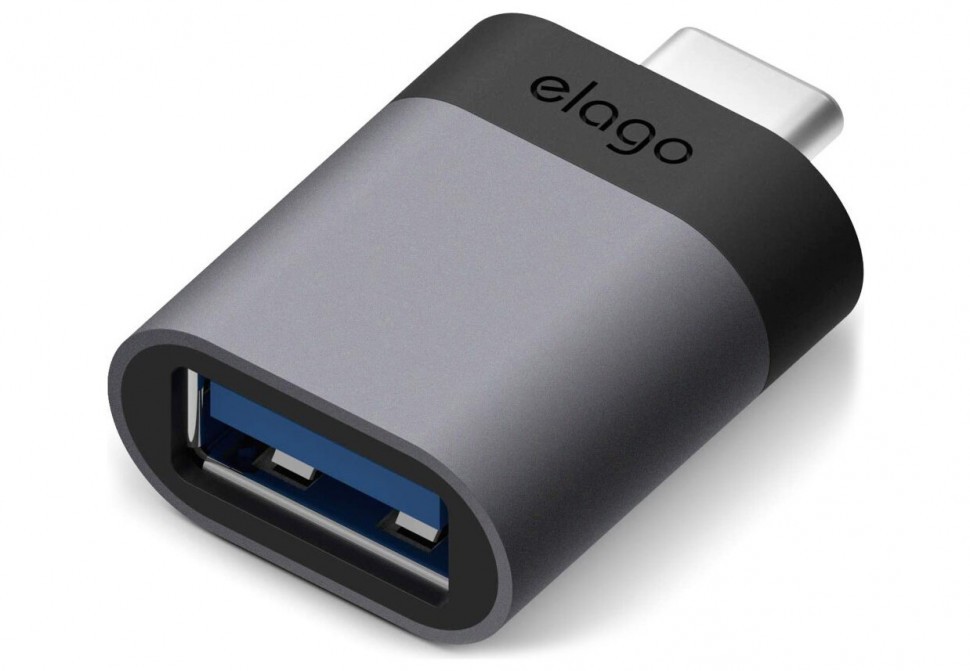 

Переходник Elago Mini Aluminum USB-C to USB-A (1 шт.), цвет Темно-серый (EADP-ALUSBC-DGY), Mini Aluminum USB-C to USB-A