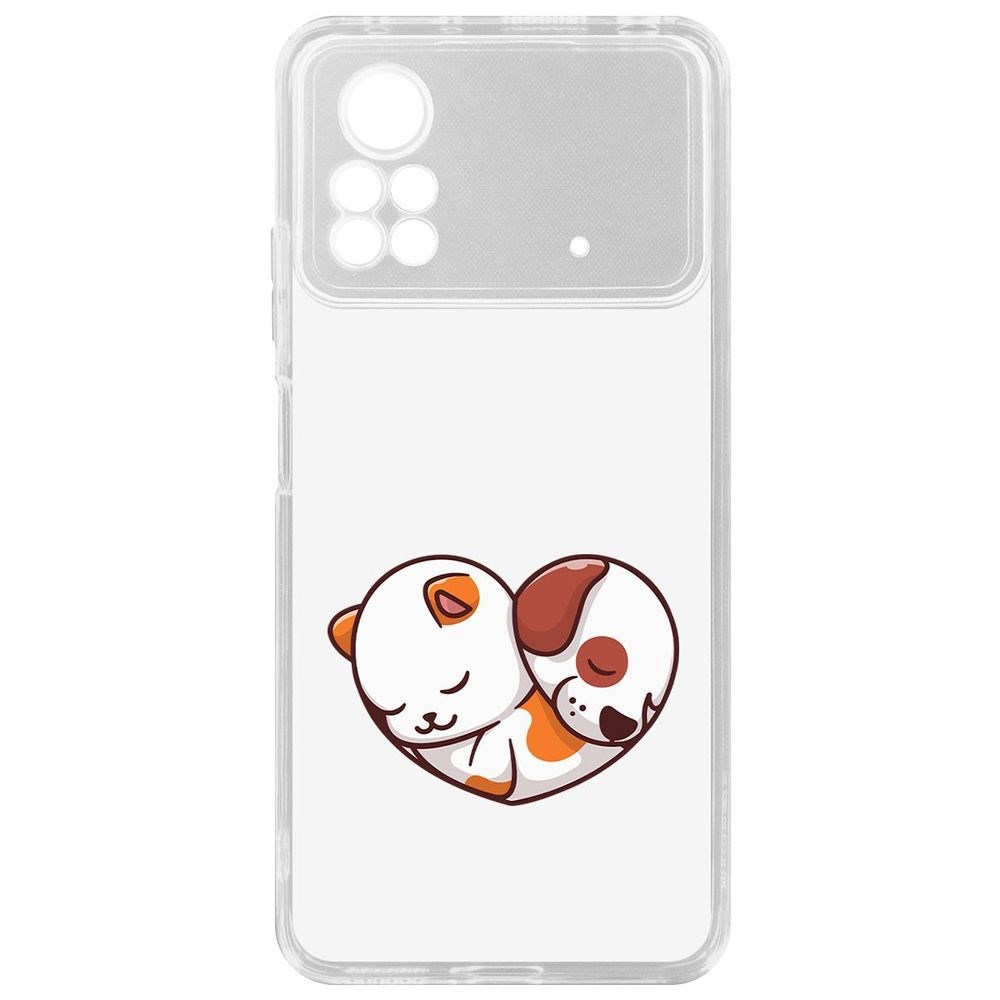 Чехол-накладка Кейс Котёнок и Щенок для Poco X4 Pro 5G