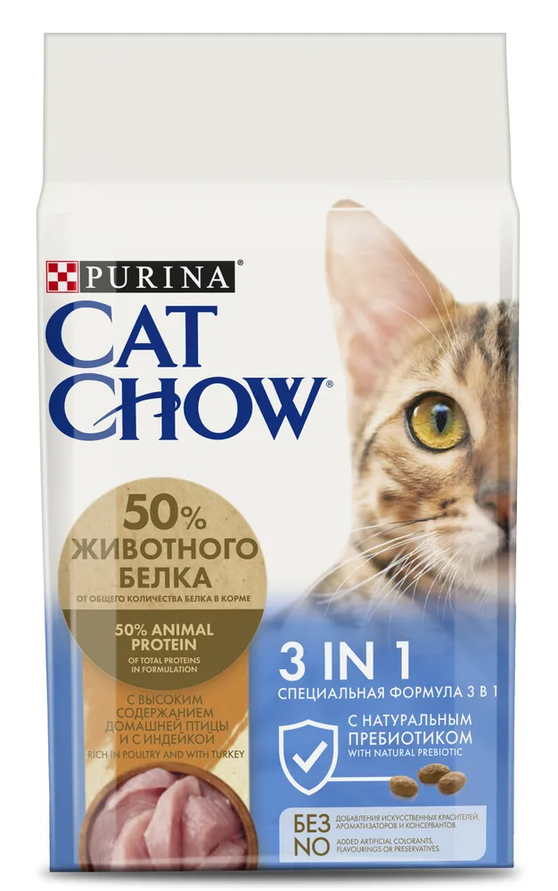 

Сухой корм для взрослых кошек Cat Chow Тройная защита 3в1 8 шт по 1,5кг