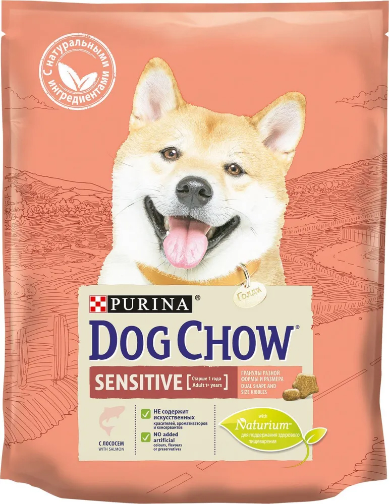 

Сухой корм для взрослых собак с чувствительным пищеварением Dog Chow Лосось 8шт по 800г