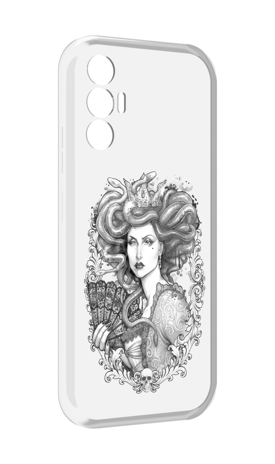 

Чехол MyPads медуза черно белый для Tecno Pova 3, Прозрачный, Tocco