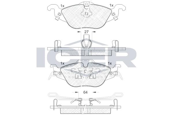 

Колодки торм.пер. OPEL Astra G 1.2i-1.7TD/TDi 16V 98-> ICER