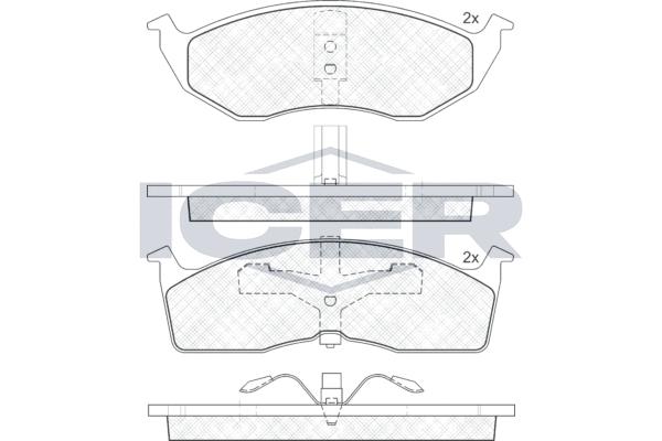 

Колодки торм.пер. CHRYSLER 300M, Grand Voyager, Voyager / DODGE Caravan ICER