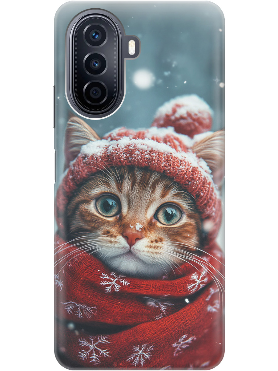 

Силиконовый чехол на Huawei nova Y70 с принтом "Котик и снегопад", Прозрачный;белый;желтый;красный;синий, 740133412