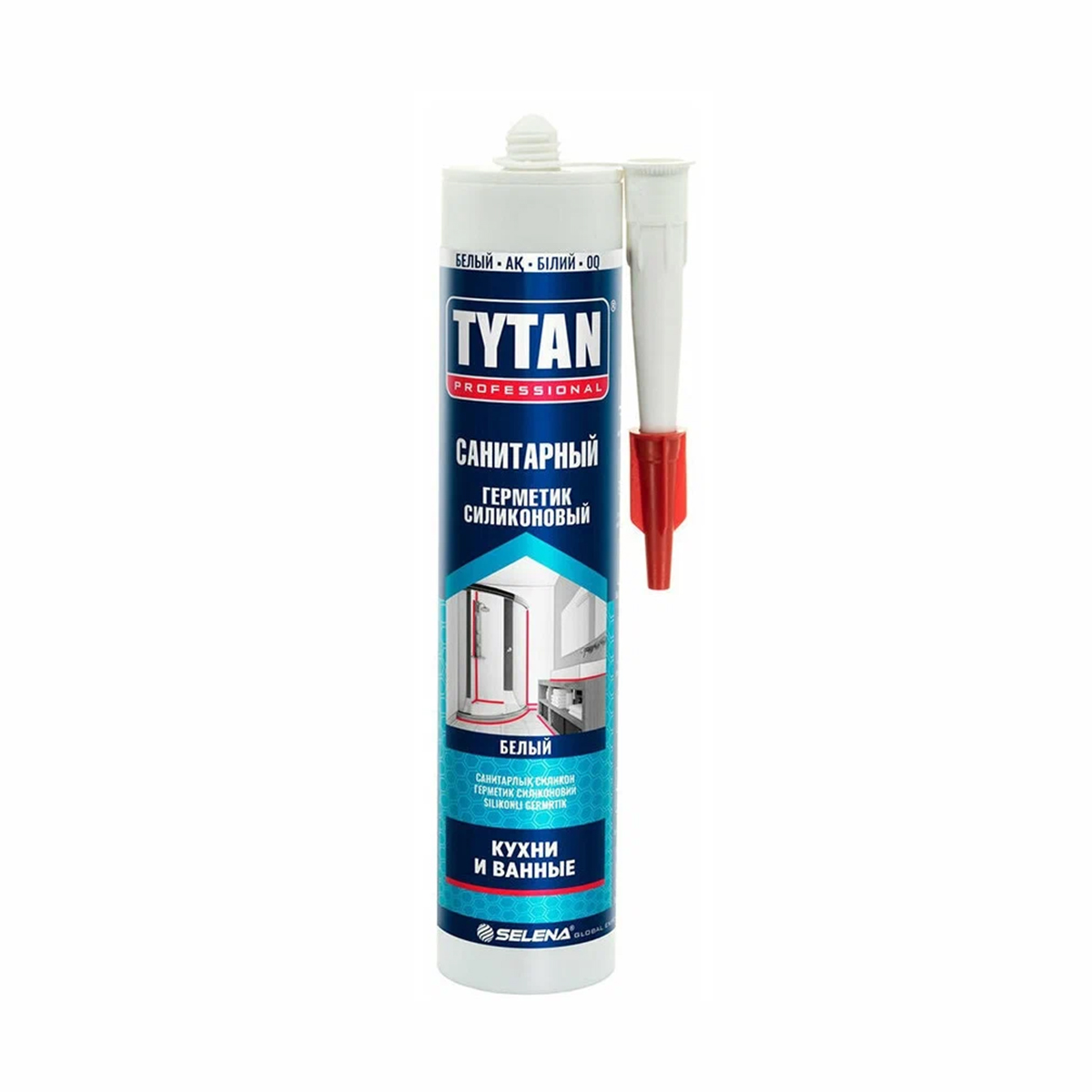 Силиконовый санитарный герметик Tytan Professional 17438, 280 мл, белый герметик силиконовый универсальный tytan 17899 280 мл белый