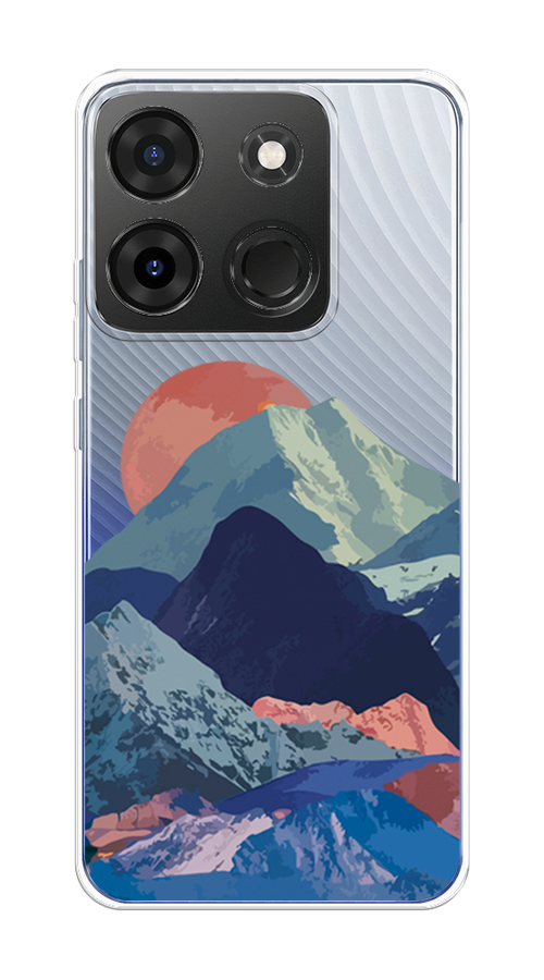 

Чехол на Infinix Smart 7 Plus "Закат в снежных горах", Бордовый;серый;голубой, 3103950-2