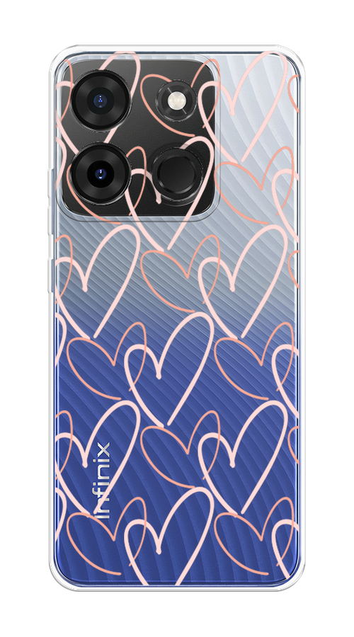 

Чехол на Infinix Smart 7 Plus "Узор из сердечек", Розовый;бежевый, 3103950-6