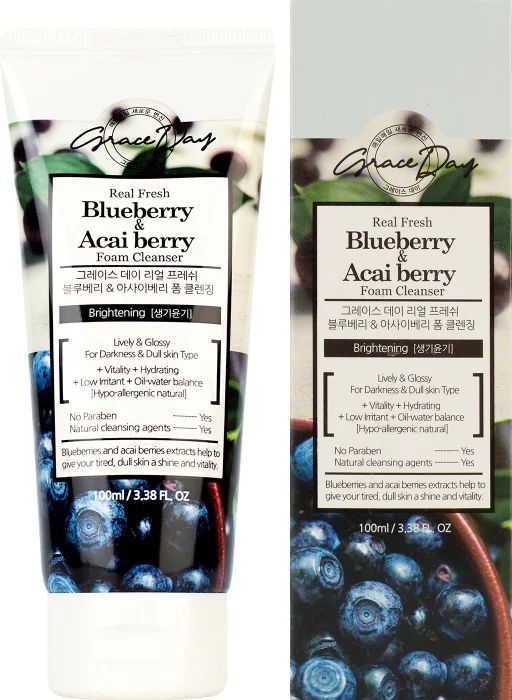 Пенка для умывания GRACE DAY real fresh blueberry & acai ber 100 мл