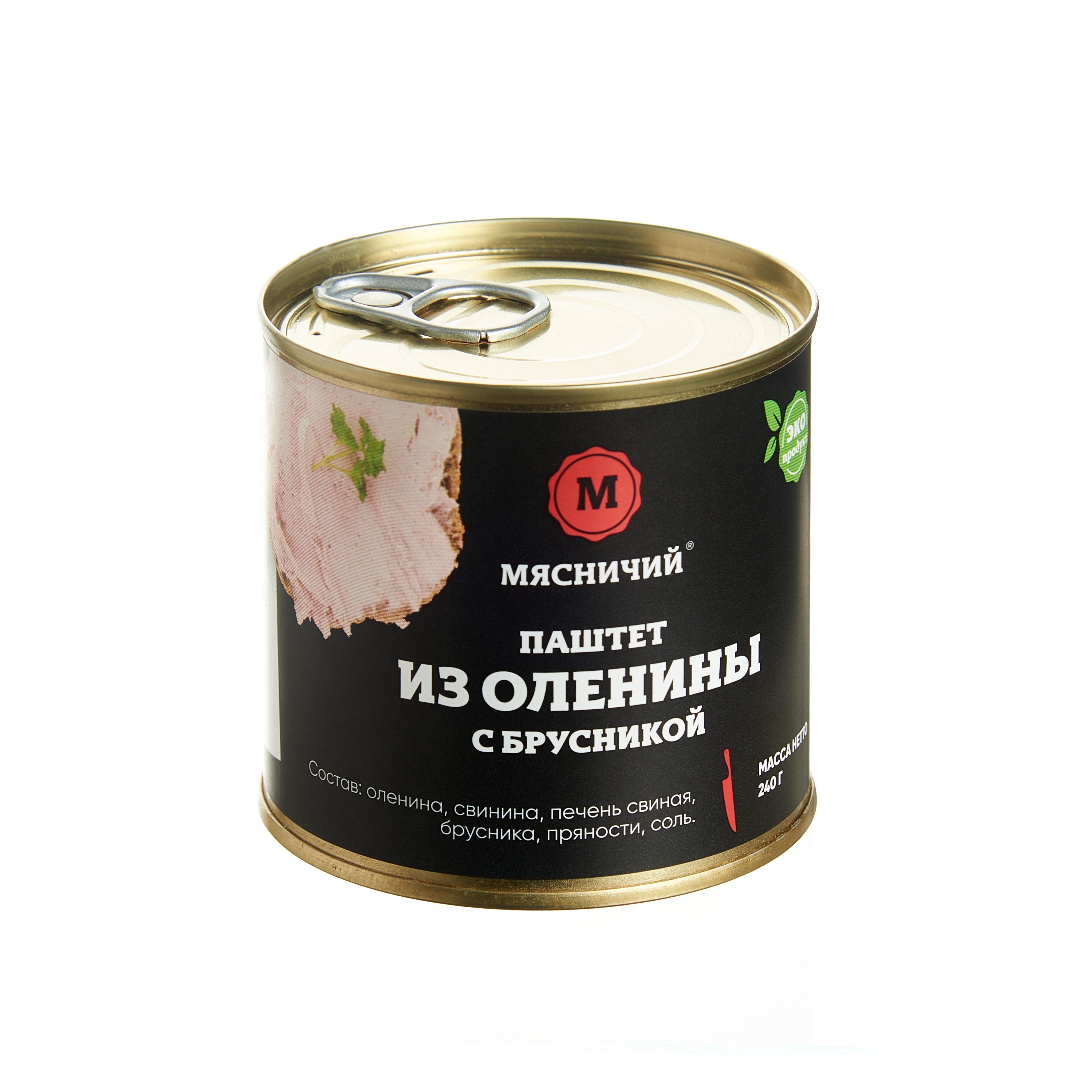 фото Паштет мясничий из оленины с брусникой мясные консервы 240 г. ж/б/ 603