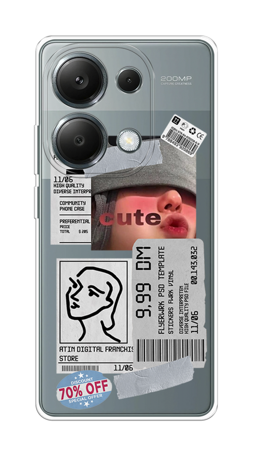 

Чехол на Xiaomi Redmi Note 13 Pro 4G "Cute girl collage", Розовый;серый;голубой, 321650-1