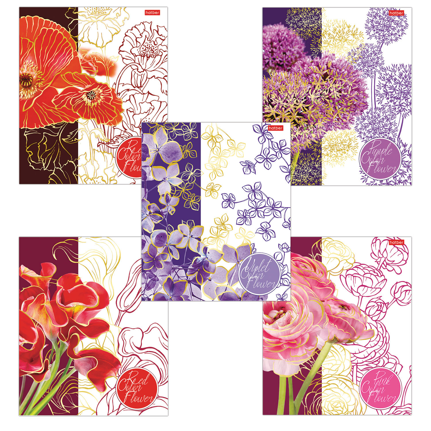 

Набор тетрадей общих в клетку Hatber Painted Flowers 403446, 48 л., 5 шт.