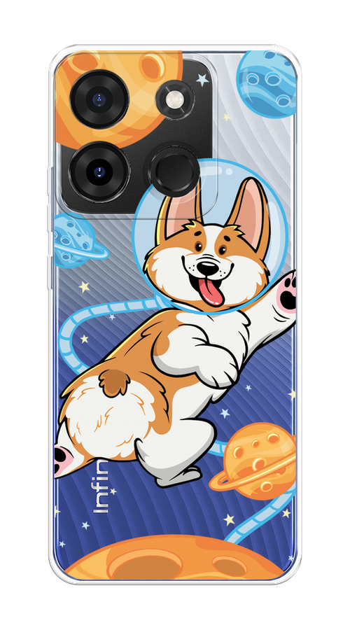 

Чехол на Infinix Smart 7 Plus "Корги-космонавт", Голубой;бежевый;белый, 3103950-1
