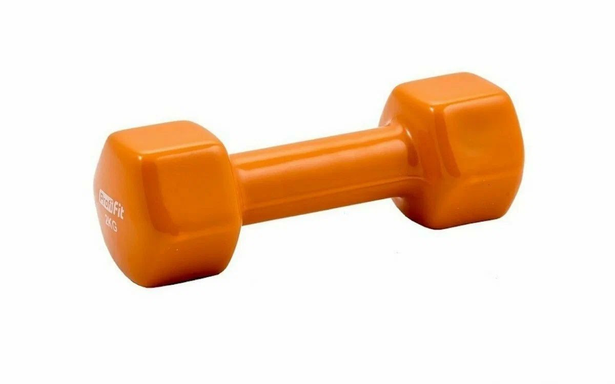 Неразборная гантель виниловая ProfiFit PF-VDB 1 x 2 кг, оранжевый