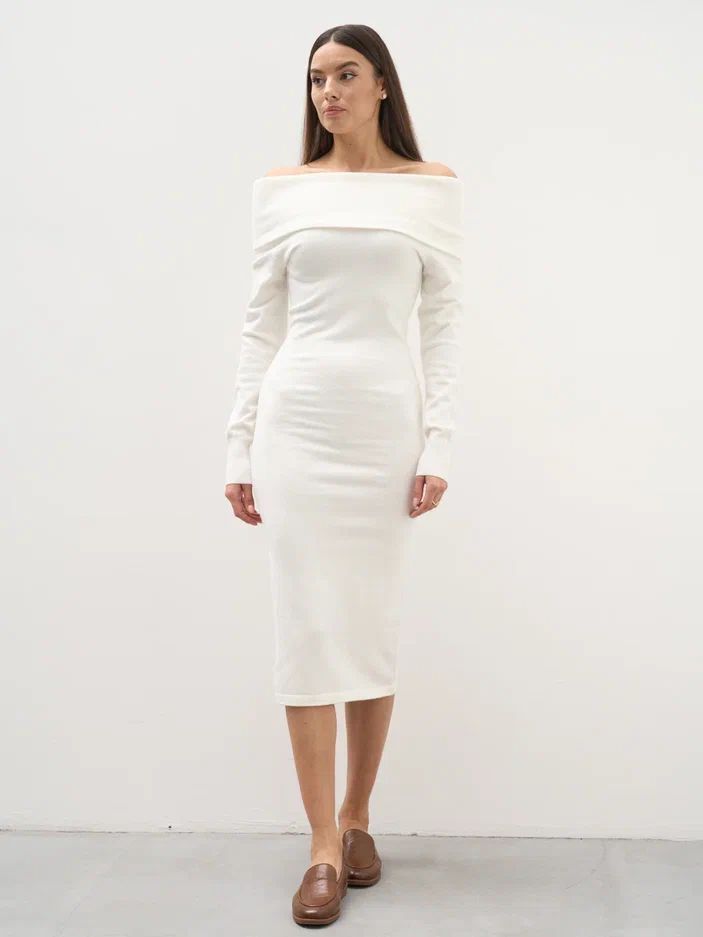 Платье женское Viaville DR247 белое 48-50RU
