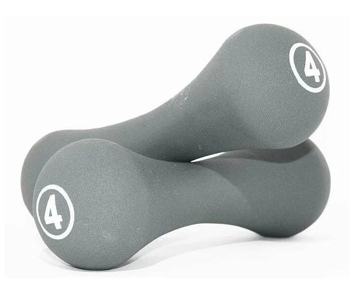 фото Неразборные гантели liveup neoprene dumbbell 2 x 4 кг, серый