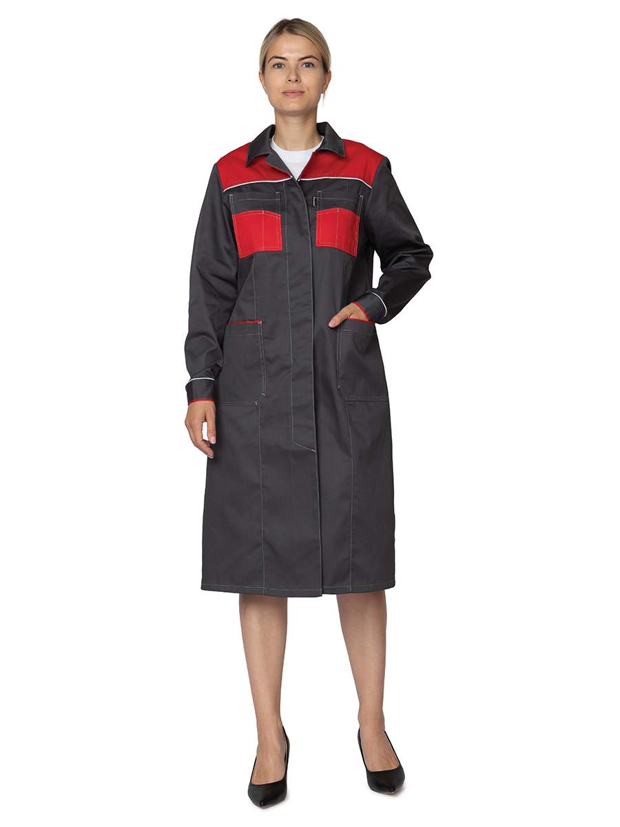 

Халат рабочий женский Прабо 10257 красный/серый 96-100/158-164, 10257