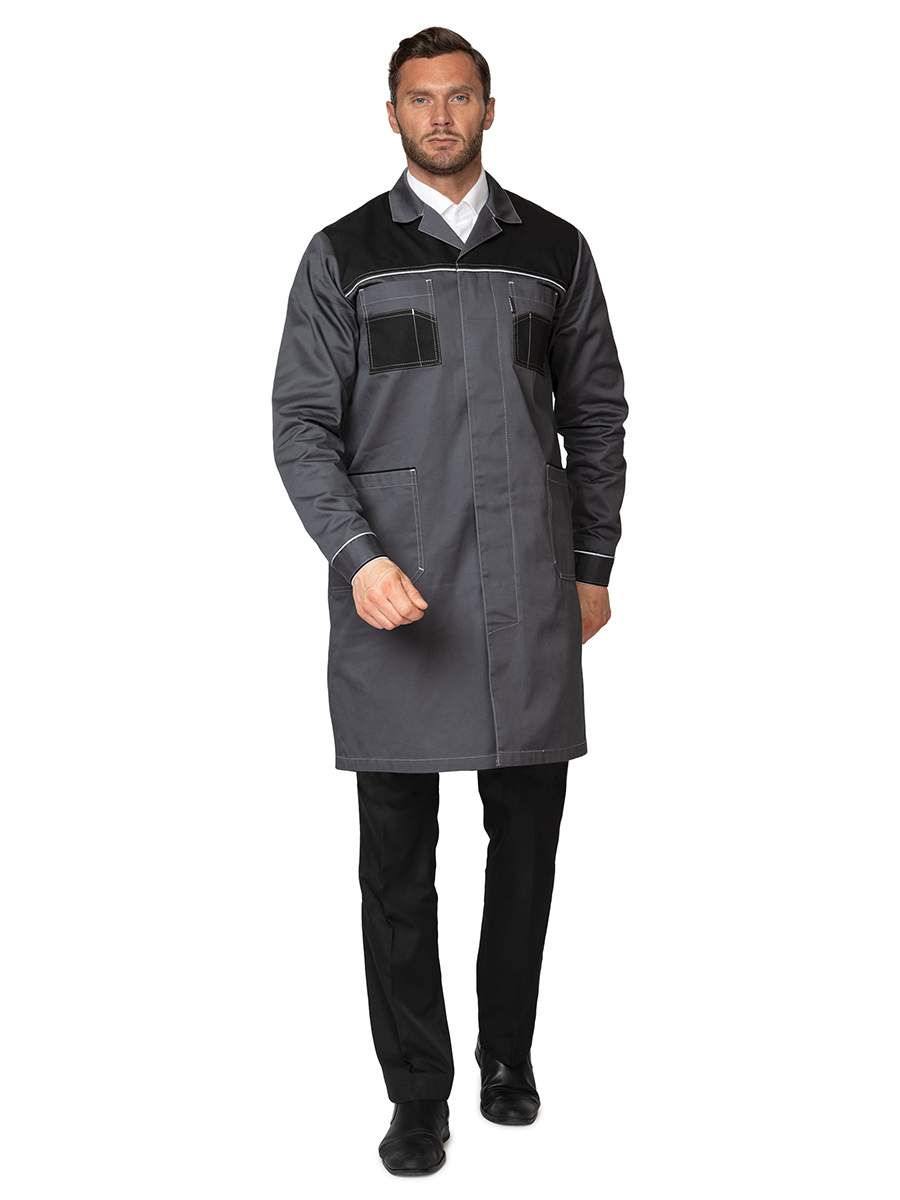 

Халат рабочий мужской Прабо 10258 серый/черный 96-100/170-176, 10258