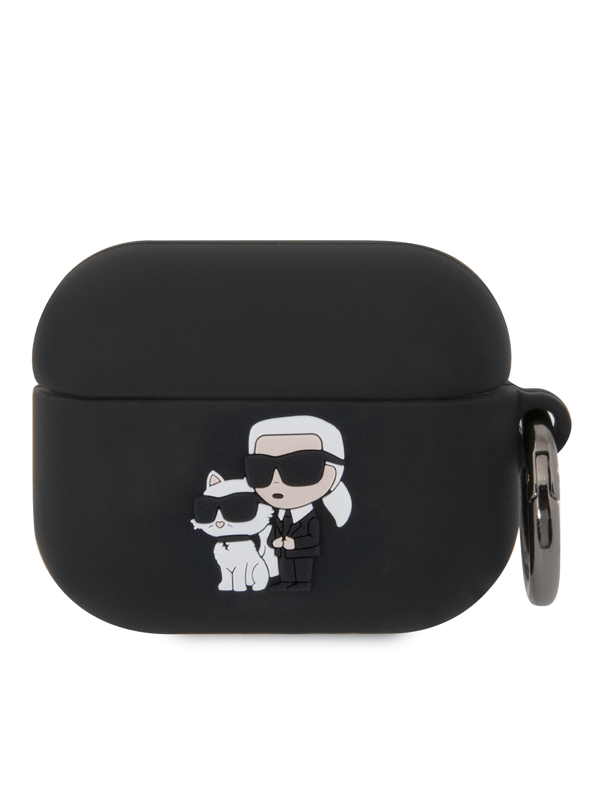 

Чехол Karl Lagerfeld для Airpods Pro силиконовый Soft touch с карабином, черный