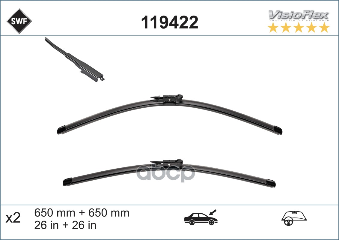

Щетки Стеклооч. Swf Audi Q7 (-15) 650+650mm Valeo арт. 119422, 119422