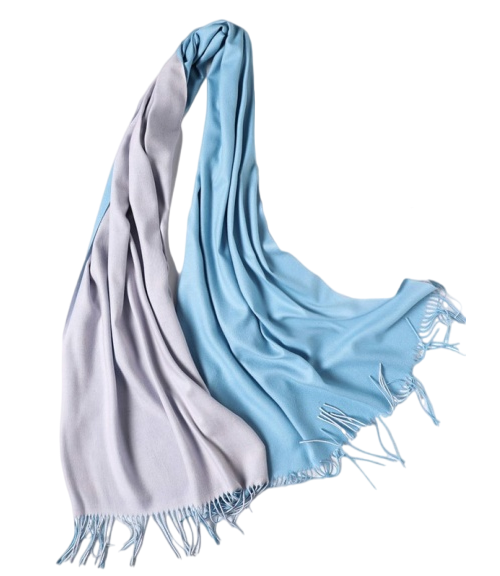 Палантин женский WASABI TREND WH-00036 голубой/светло-серый, 200х70 см