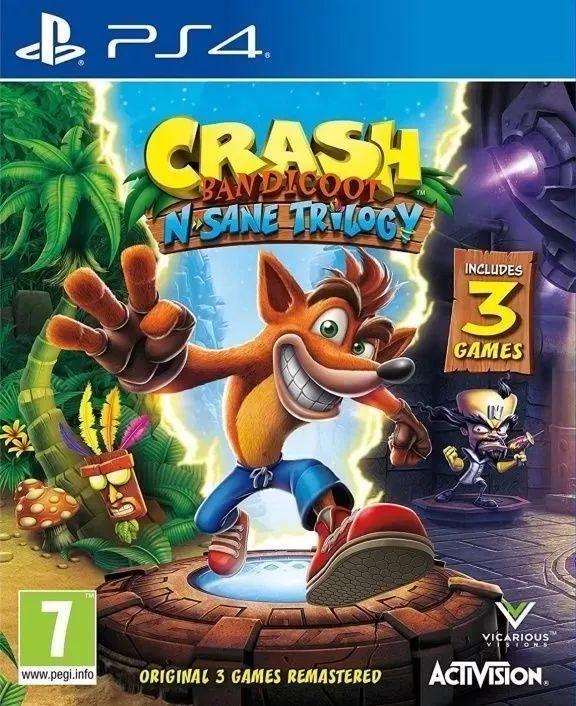 Игра Crash Bandicoot N'sane Trilogy 3 игры (PlayStation 4, Английская версия)