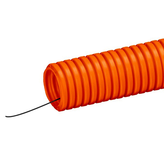 Труба гофрированная ПНД DKC с протяжкой гибкая легкая 20мм 100м оранжевая 71920