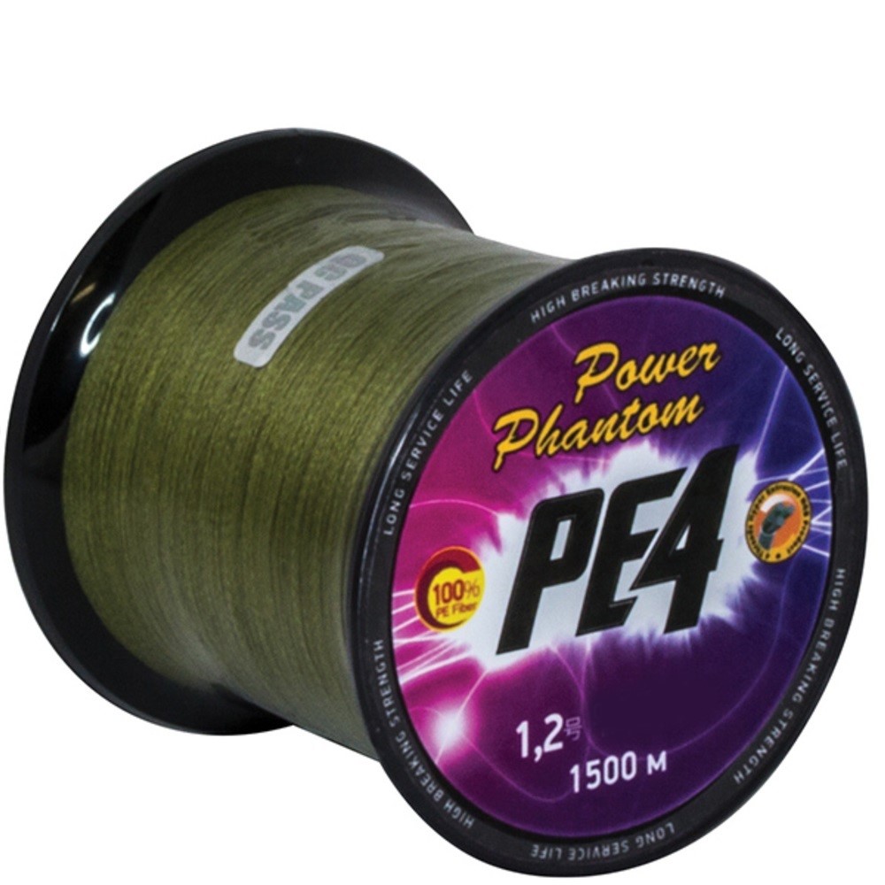 

Шнур Power Phantom PE4 1500 m / зеленый (0.20 mm /9.9 kg)