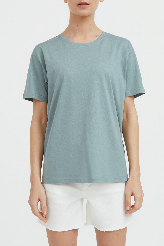 

Футболка женская Finn Flare BAS-10012 бирюзовая M, BAS-10012