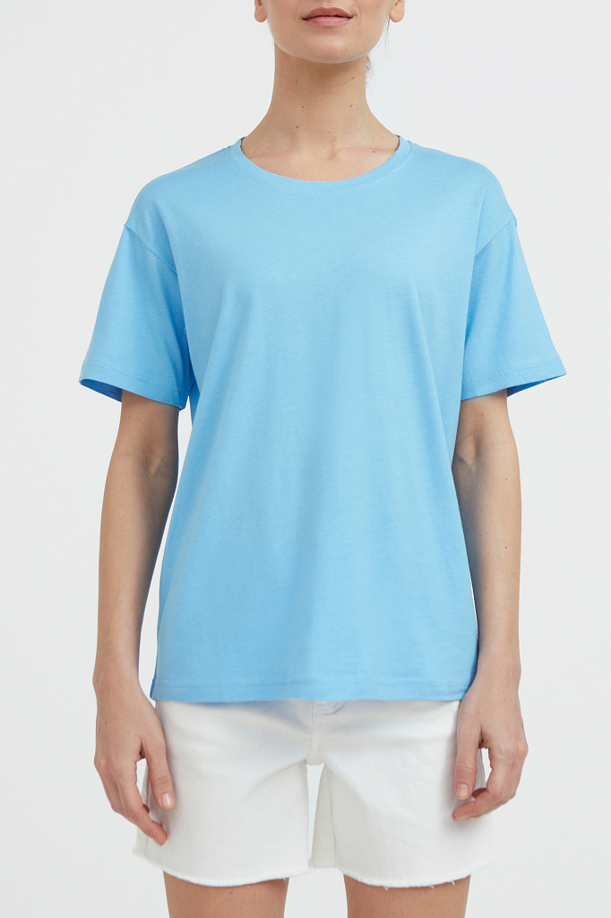 

Футболка женская Finn Flare BAS-10012 голубая M, BAS-10012