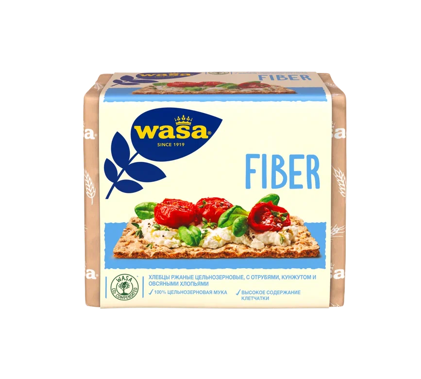 Хлебцы Wasa Fiber ржаные с пшеничными отрубями кунжутом и овсяными хлопьями 230 г