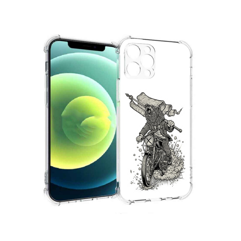 

Чехол MyPads Tocco для Apple iPhone 12 Pro медведь на мотоцикле (PT157529.613.467), Прозрачный, Tocco