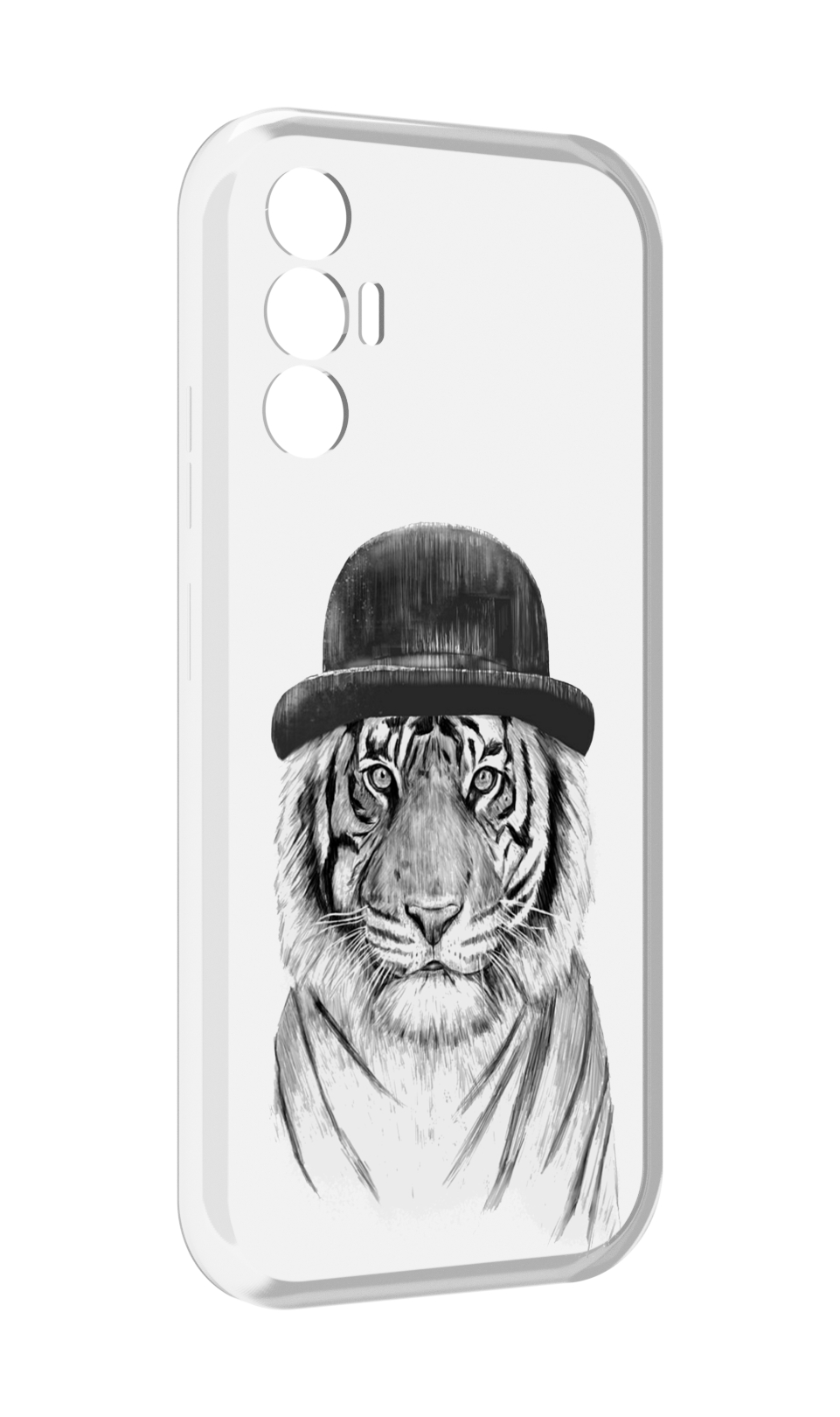 

Чехол MyPads тигр британец для Tecno Pova 3, Прозрачный, Tocco