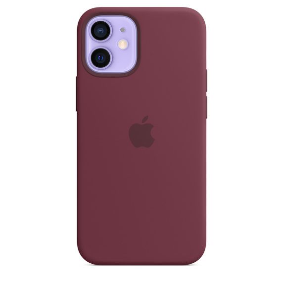 

Чехол Apple iPhone 12 mini MagSafe Silicone Case (закрытый низ) (сливовый), Бордовый