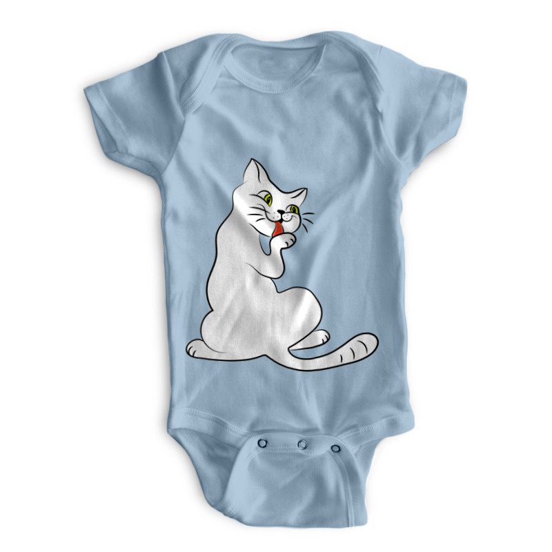 

Боди детское Printio Белая кошка голубой р. 56, Белая кошка