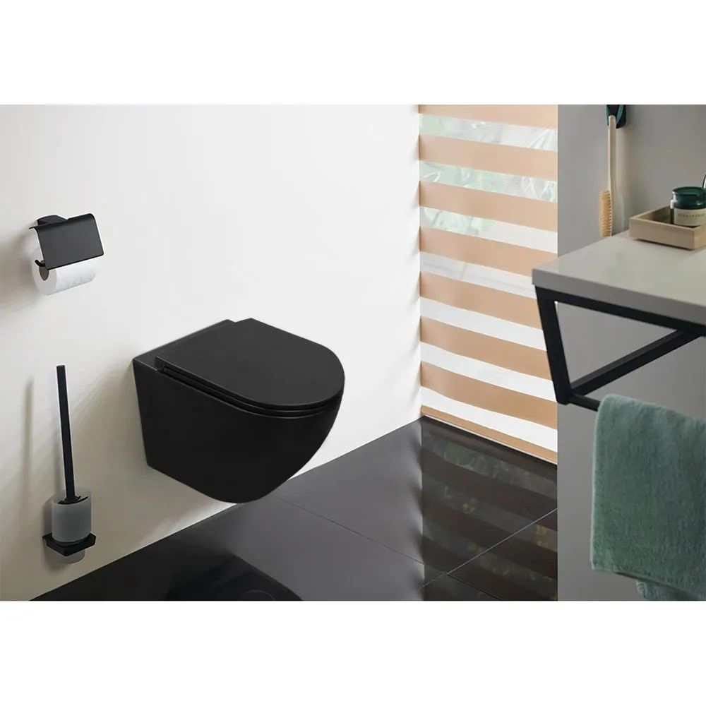 Унитаз подвесной Sintesi Hurricane Black SIN-TS-EVI-152MB, съемное сиденье микролифт