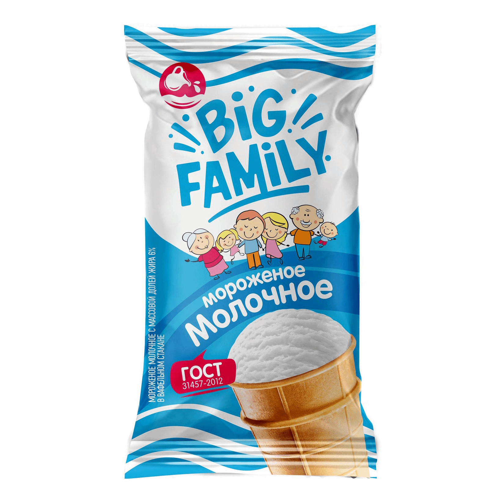 

Мороженое молочное Белая долина Big family БЗМЖ 70 г