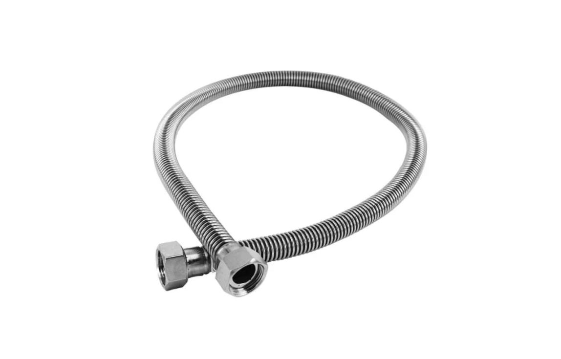 

Подводка газовая Overcon металлическая, сильфонная, 1 м, 1/2, г/г, Серебристый