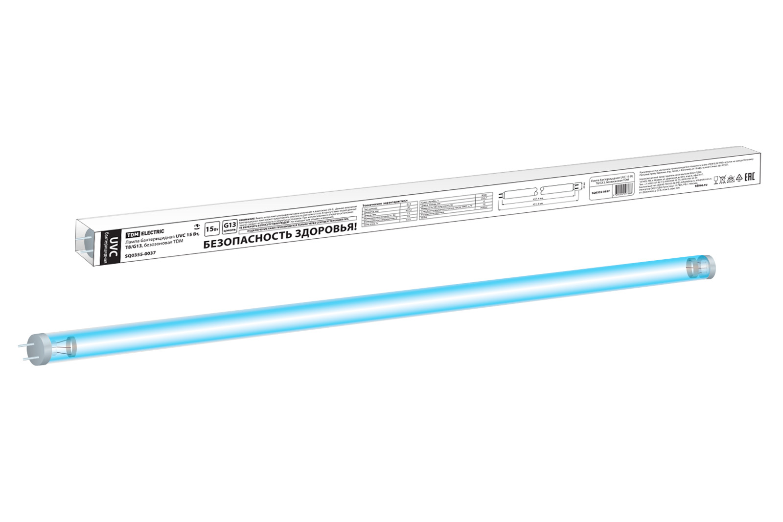 

Лампа бактерицидная TDM ELECTRIC UVC T8, безозоновая SQ0355-0037 длина 451,6 мм