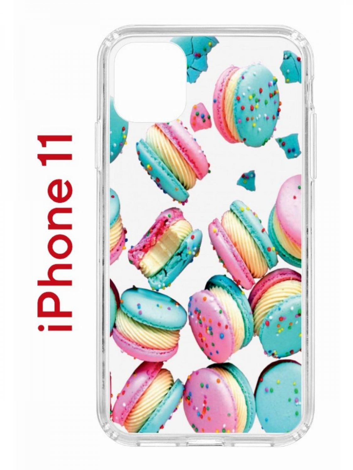 Чехол на iPhone 11 с принтом Kruche Print Макарон, бампер с защитой камеры