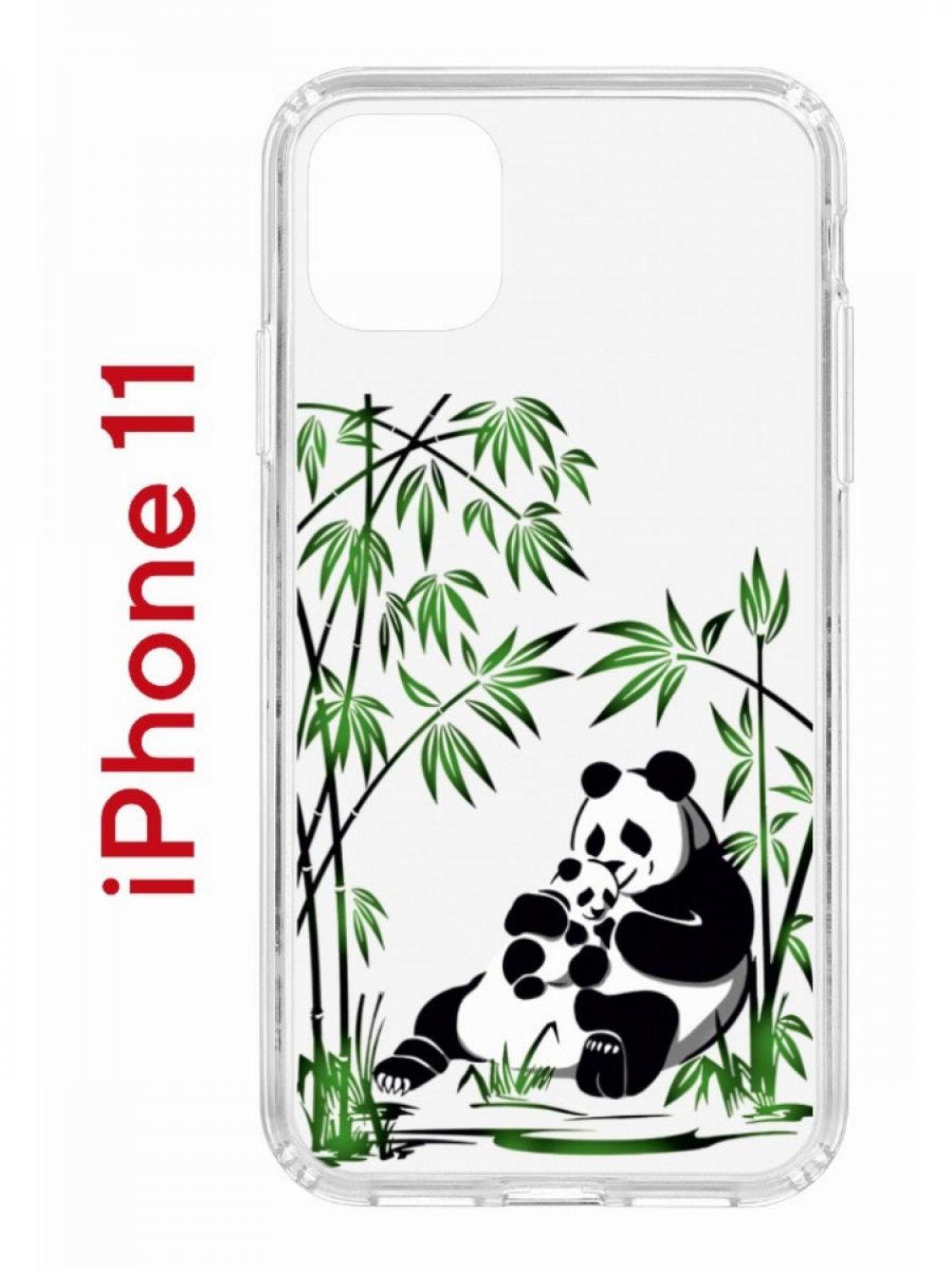 

Чехол на iPhone 11 с принтом Kruche Print Панды, бампер с защитой камеры, Прозрачный;зеленый;черный;белый, Айфон 11