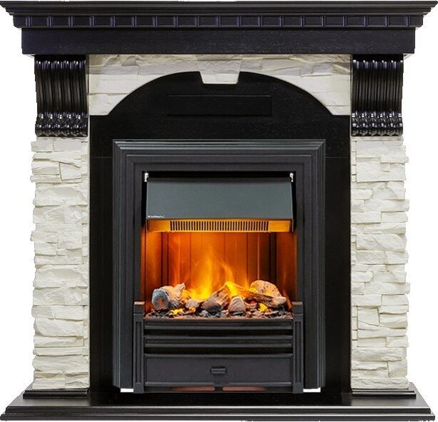 

Электрокамин Dimplex Dublin (венге) сланец белый с очагом Brookline Black