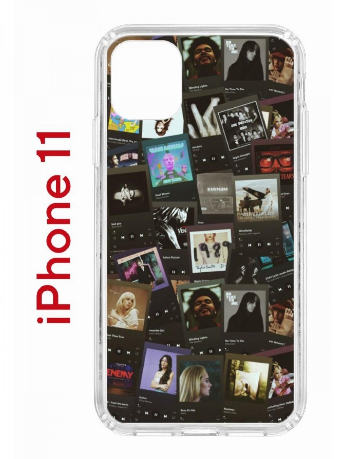 Чехол на iPhone 11 с принтом Kruche Print Плейлисты, бампер с защитой камеры