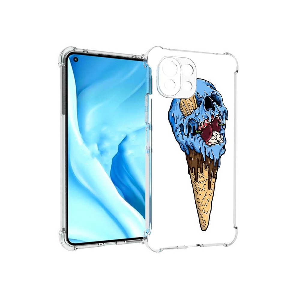 

Чехол MyPads Tocco для Xiaomi Mi 11 Lite мороженное череп (PT159462.256.484), Прозрачный, Tocco