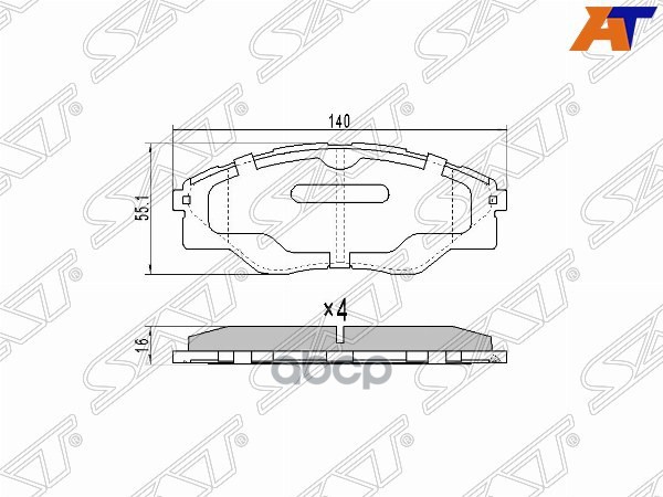 

Колодки Тормозные Перед Toyota Hilux Kun1#/2#/3# 04-12 Sat арт. ST-04465-0K290