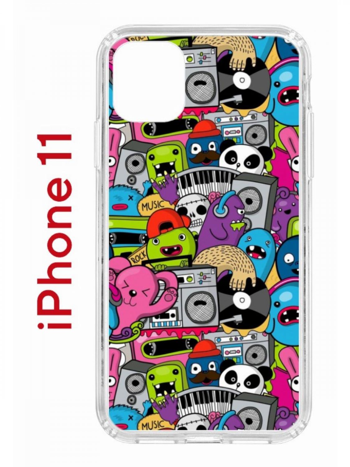 Чехол на iPhone 11 с принтом Kruche Print Monsters music, бампер с защитой камеры
