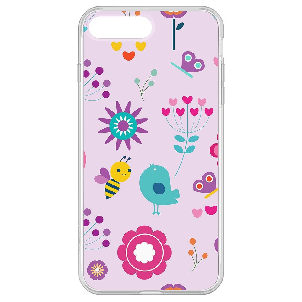 

Чехол-накладка Krutoff Clear Case Цветочный паттерн 8 для iPhone 8 Plus, Прозрачный