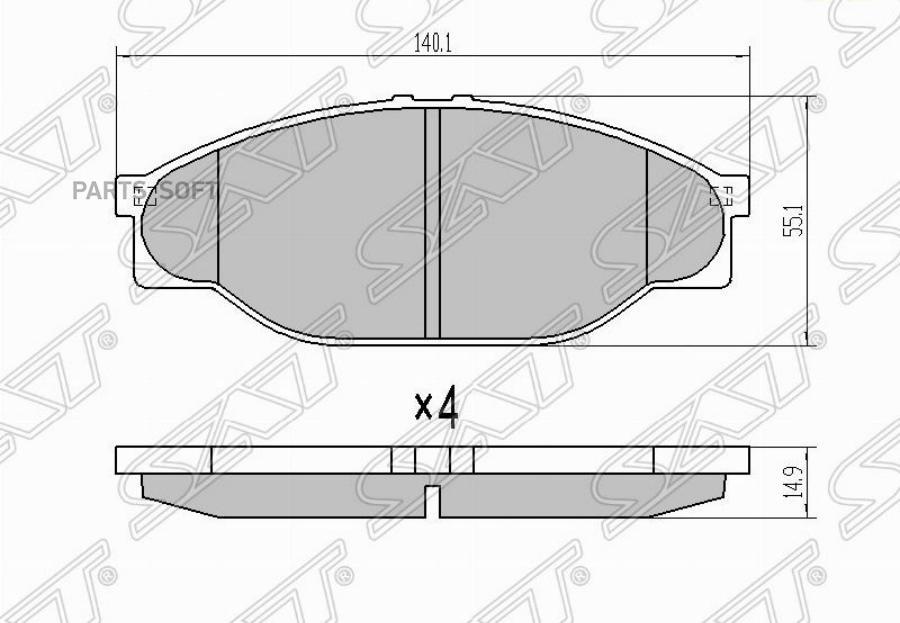 

Тормозные колодки SAT передние для Toyota Hiace, Hilux 1989-1996 ST04465YZZ60