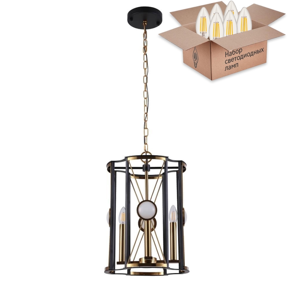 

Подвесная люстра Crystal Lux с лампочками Tandem SP4 D410 GOLD+Lamps E14 Свеча
